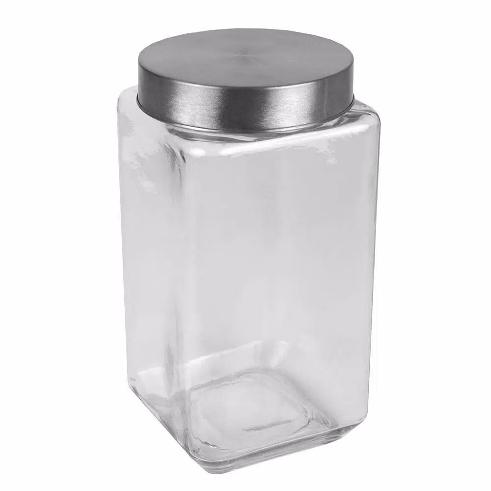 Unbranded 4-Piece Glass Canister Set with Brushed Stainless Steel Lids