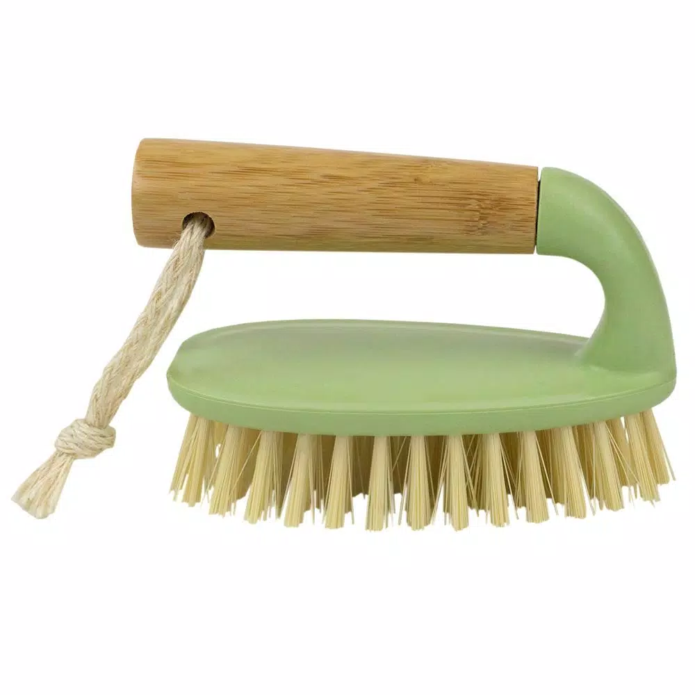 Home Basics Bliss Collection Scrub Brush with Eco-Friendly Bamboo Handle and Hard Nylon Bristles