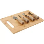 Mind Reader 4-Piece Stainless Steel Cheese Knife Set with Decorative Rope Wrapped Wood Handles thumbnail 1