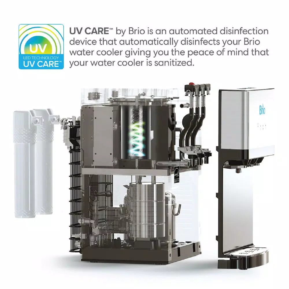Brio Tri-Temp 2-Stage Countertop Bottleless Water Cooler with UV Self-Cleaning