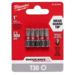 Milwaukee SHOCKWAVE Torx T30 1 in. Impact Duty Steel Screwdriver Bits, 5-Pack thumbnail 2