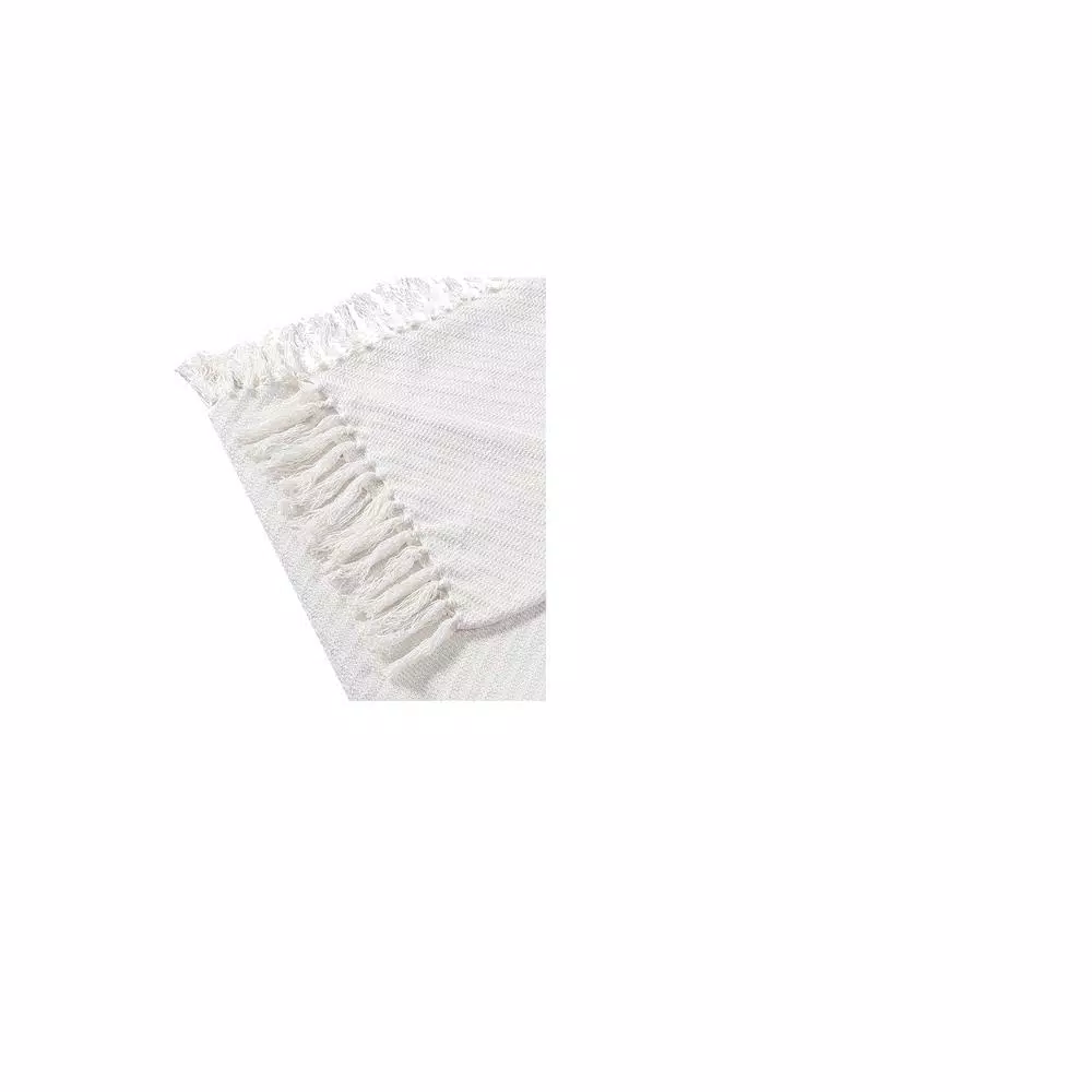 Unbranded MHF Home 50 in. x 60 in. 100% Cotton White Knit Throw Blanket with Tassels