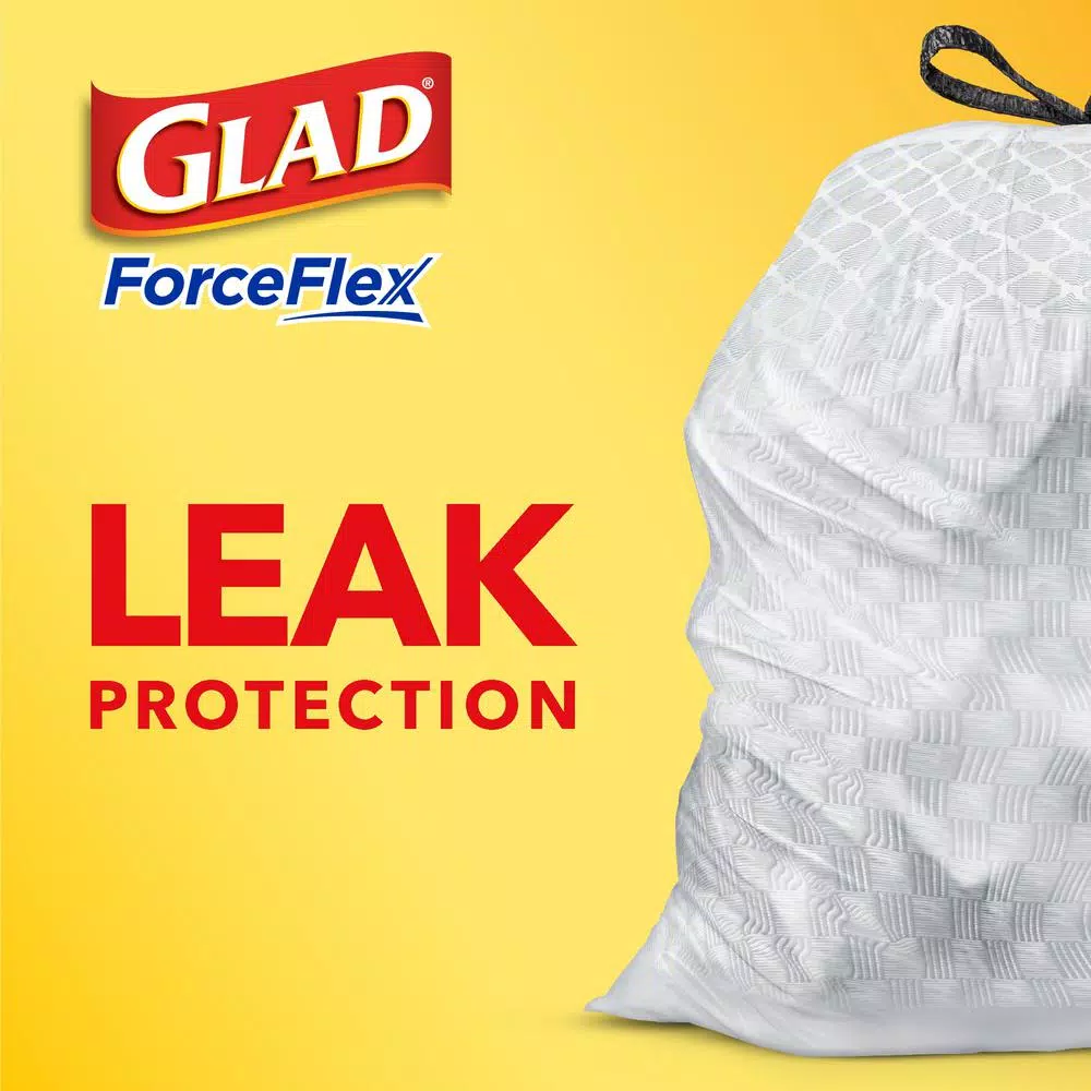 Glad ForceFlex 13 Gallon Tall Kitchen Drawstring Trash Bags with Febreze Gain Original Scent, 40 Count