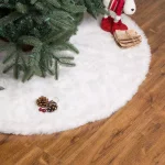 Glitzhome 48 in. White Plush Faux Fur Christmas Tree Skirt thumbnail 6