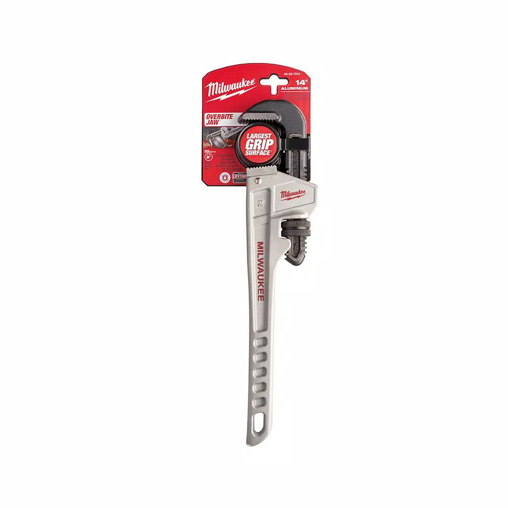 Milwaukee 14 in. Aluminum Pipe Wrench, Adjustable Straight Pipe Wrench