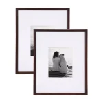 DesignOvation Gallery Wood Picture Frame Set of 2, Walnut Brown, 16x20 in. Matted to 8x10 in. thumbnail 1
