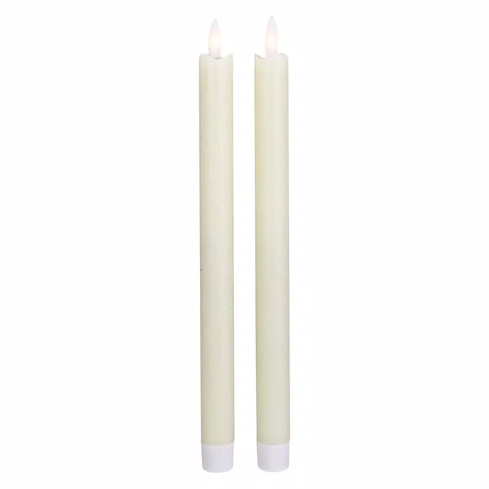Northlight Set of 2 Ivory Flameless Taper Christmas Candles, 12 in. Battery Operated Realistic Wax Look