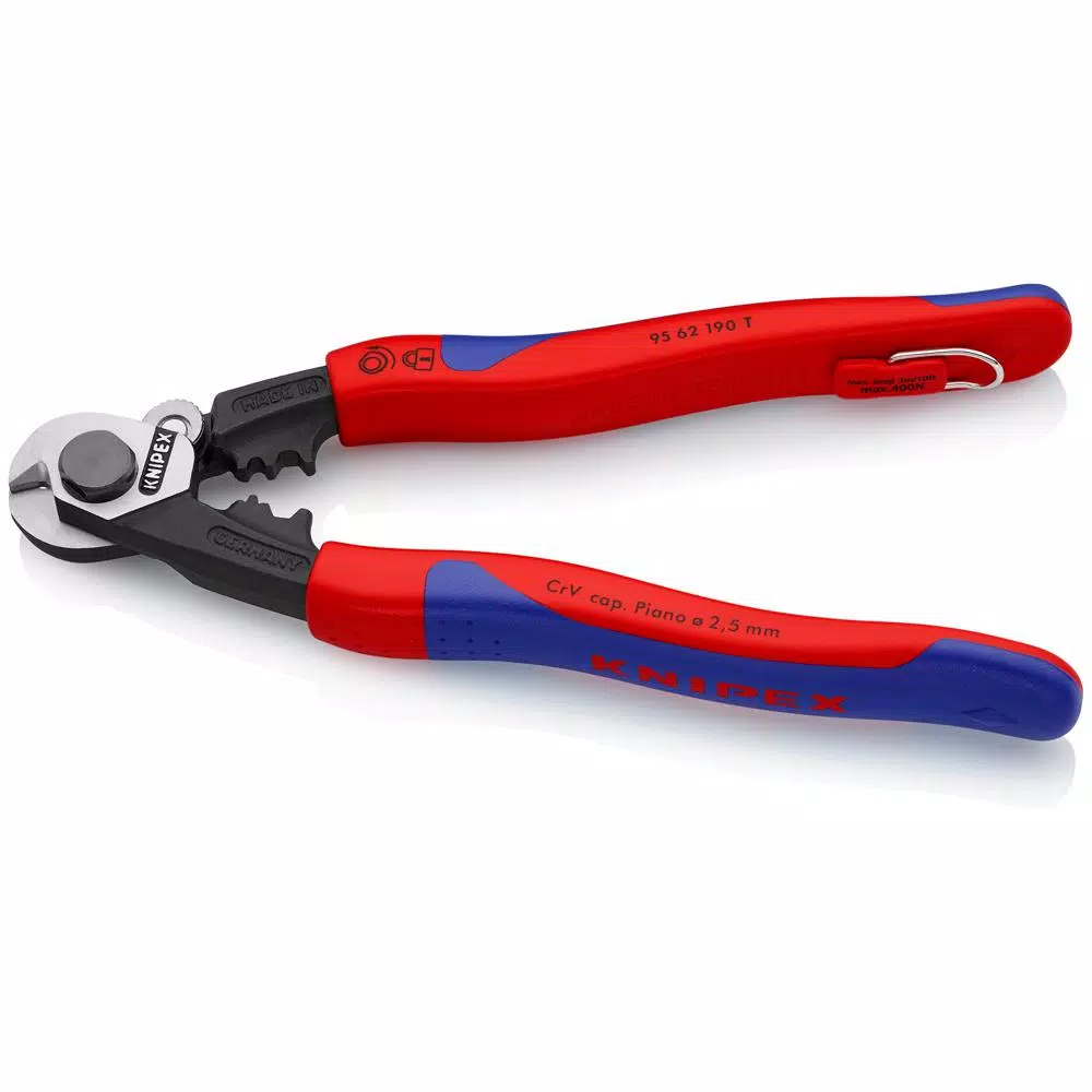 KNIPEX 7-1/2 in. Wire Rope Cutters with Dual-Comfort Grip and Tether Attachment