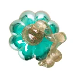 Glitzhome 5.51 in. Turquoise Crackle Glass Pumpkin - Handmade Indoor Tabletop Decor thumbnail 2