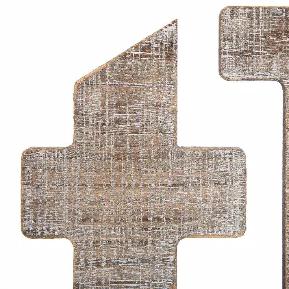 Pinnacle Rustic Thankful Gray Wood Decorative Wall Sign with 4 Metal Hooks