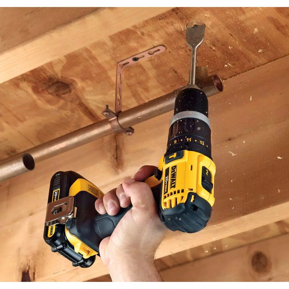 DEWALT 20V MAX Cordless 1/2 in. Compact Hammer Drill/Driver Kit with (2) 1.5 Ah Batteries, Charger & Bag