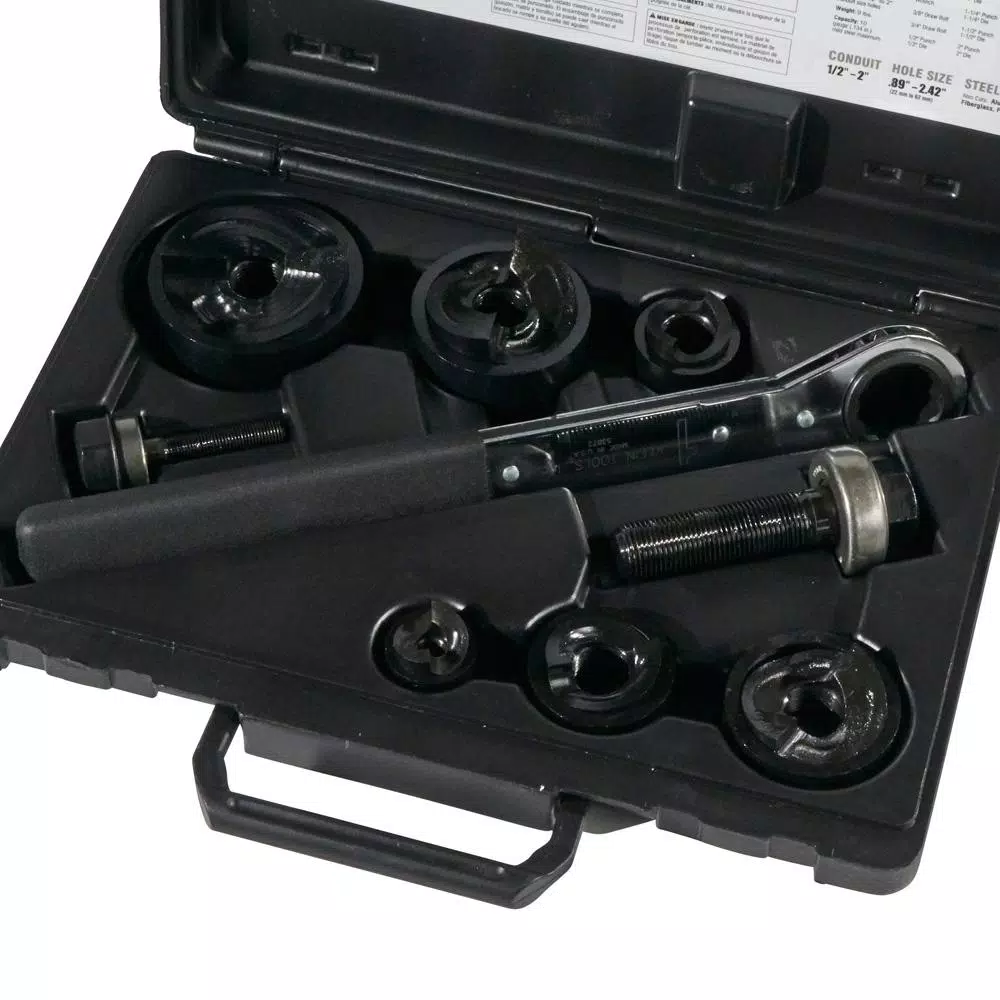 Klein Tools 9-Piece Knockout Punch and Ratcheting Wrench Set