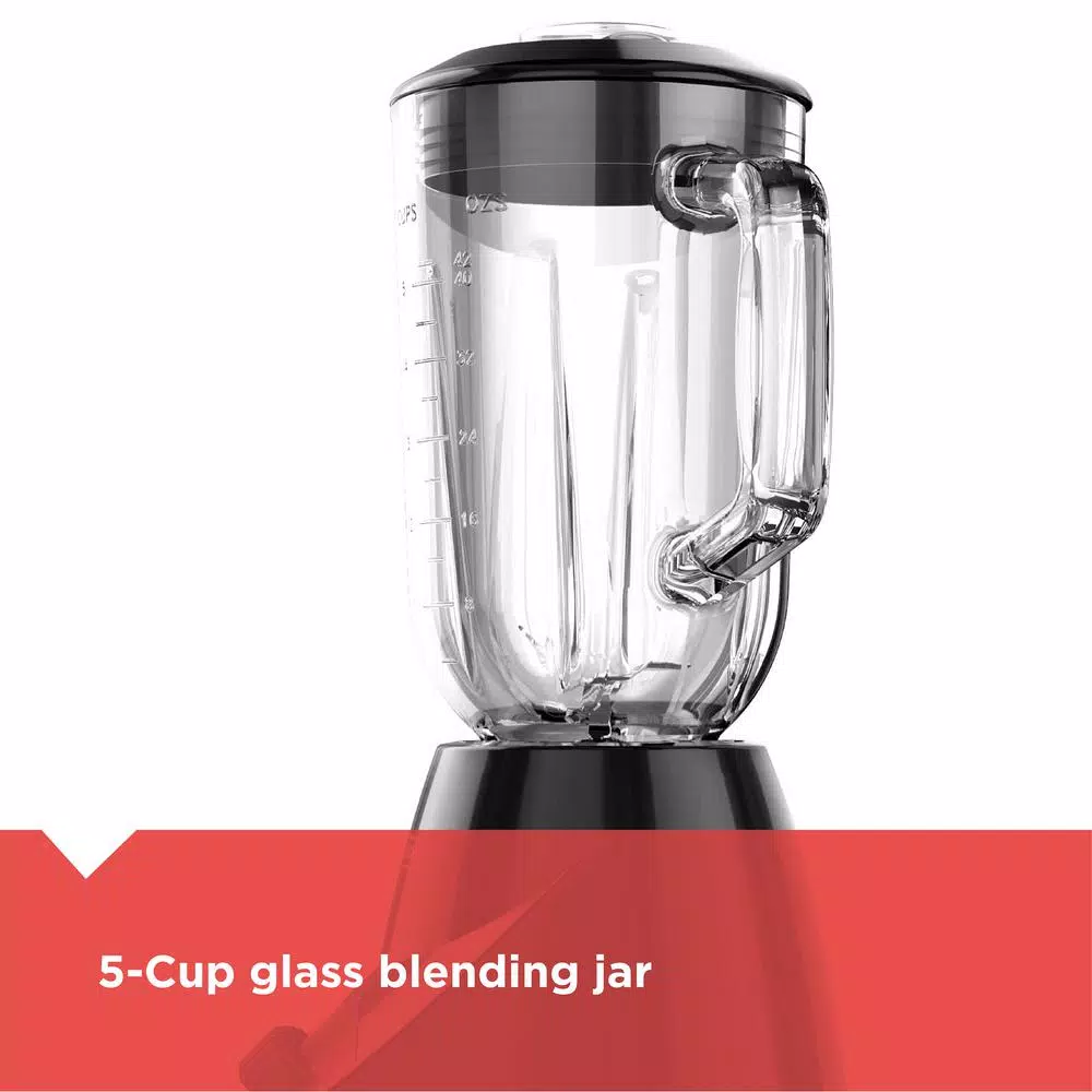 BLACK+DECKER 10-Speed Countertop Blender with 40 oz. Glass Jar, 550 Watts, Black