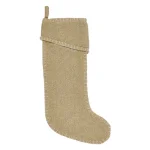 VHC Brands Nowell Farmhouse 20 in. Natural Burlap Christmas Stocking with Silver Metallic Whip Stitching thumbnail 1