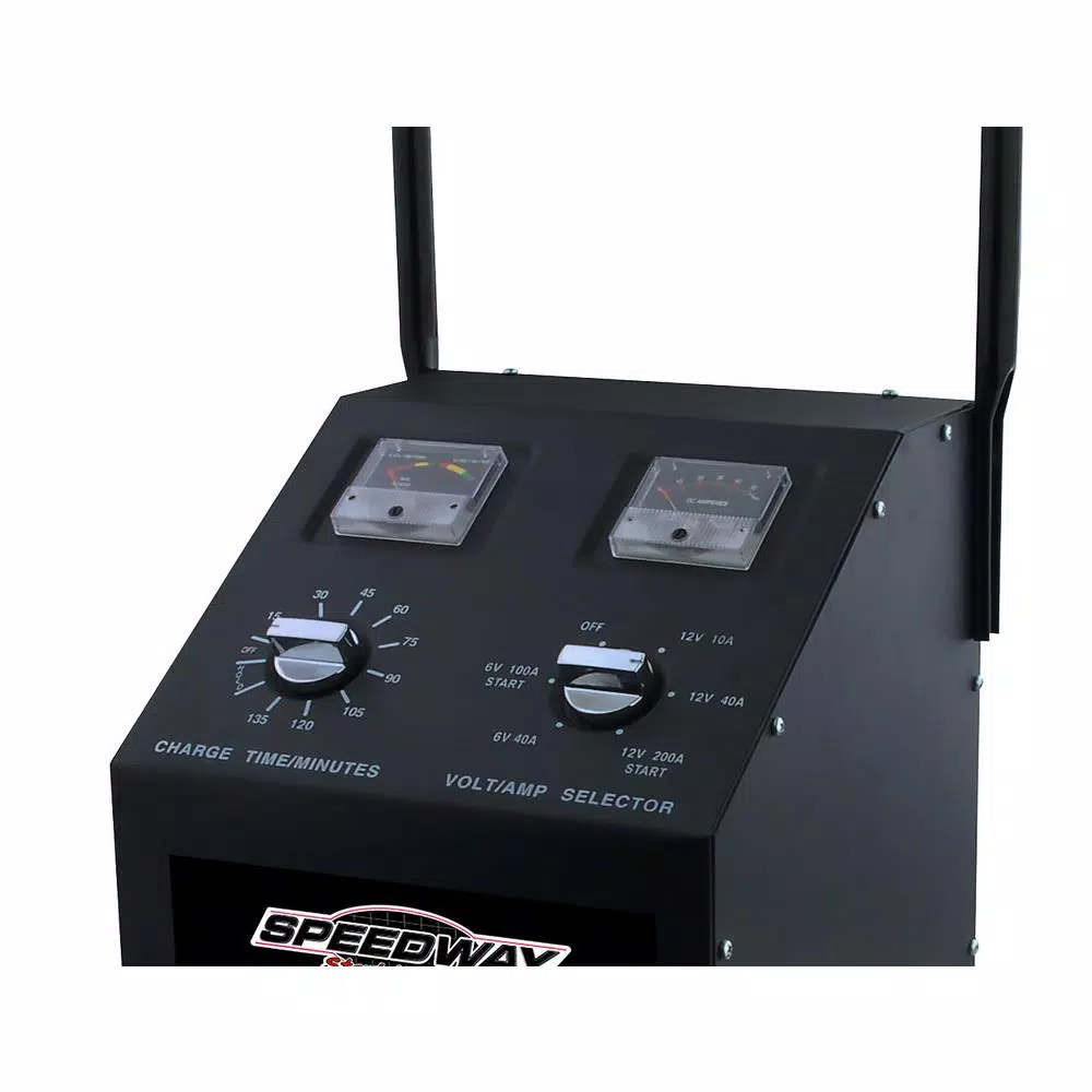 SPEEDWAY 100 Amp Rolling Battery Charger with Voltmeter and Ammeter Gauges