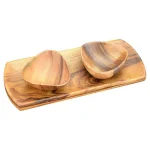 Acaciaware 4-Piece Acacia Wood Oval Serving Tray and Dipping Bowl Set thumbnail 1