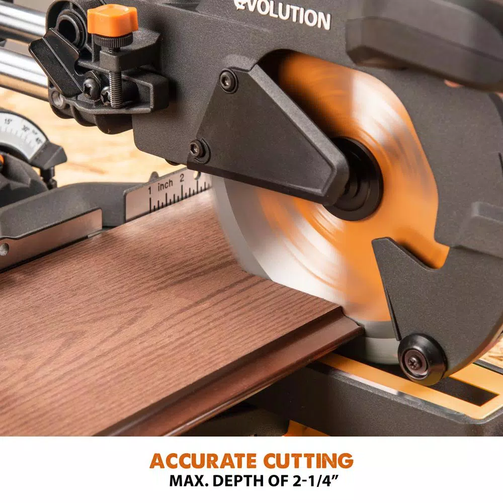 Evolution Power Tools Evolution 10 Amp 7-1/4 in. Sliding Compound Miter Saw with Laser Guide and Multi-Material Blade