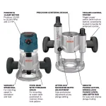 Bosch 15 Amp Corded Variable Speed Combination Plunge and Fixed-Base Router Kit with Hard Case thumbnail 2