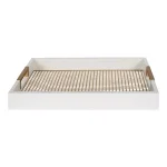 Kate and Laurel Hanneli White and Gold Decorative Tray Set of 2, Wood and Perforated Metal thumbnail 5