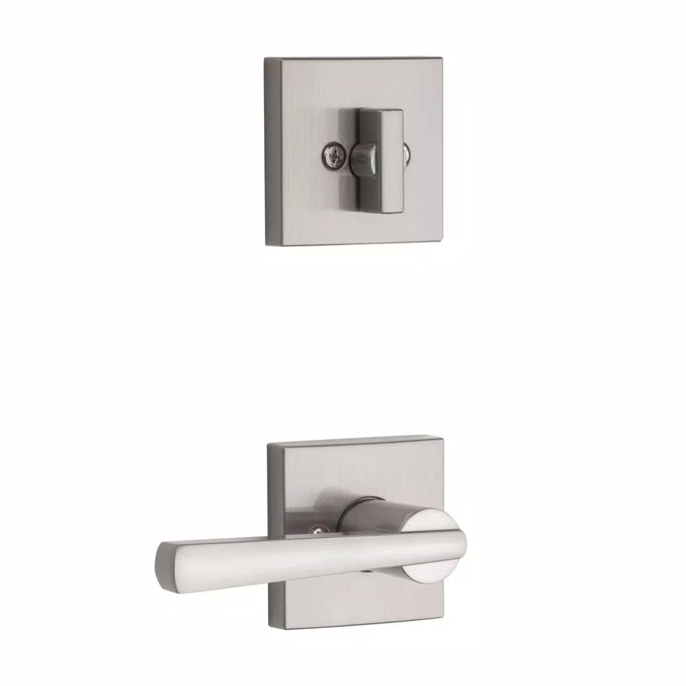 Baldwin Prestige Spyglass Single Cylinder Satin Nickel Handleset with Square Lever and SmartKey Security