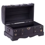 Vintiquewise 12 in. Wooden Pirate Style Treasure Chest - Antique Cherry Decorative Storage Box thumbnail 3