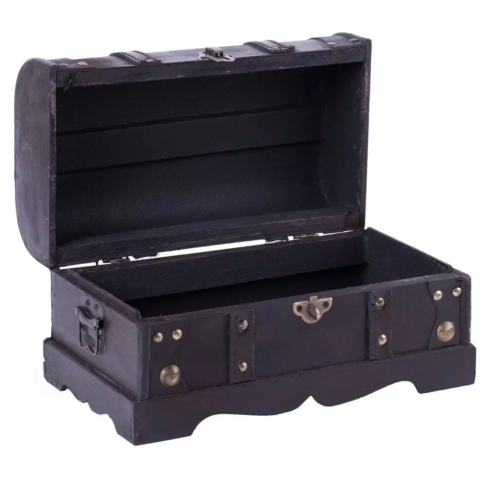 Vintiquewise 12 in. Wooden Pirate Style Treasure Chest - Antique Cherry Decorative Storage Box