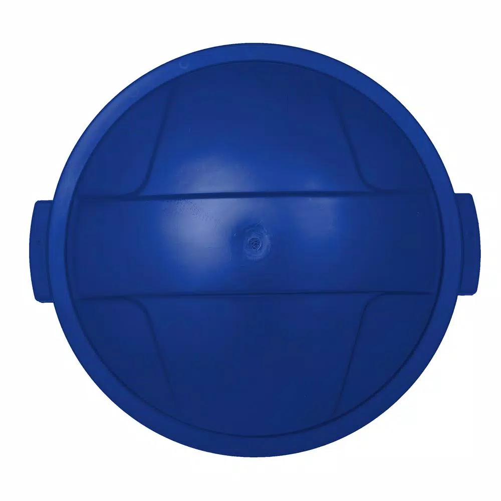 HDX Otto 32 Gal. Blue Round Plastic Recycling Bin with Lid and Recycling Logo