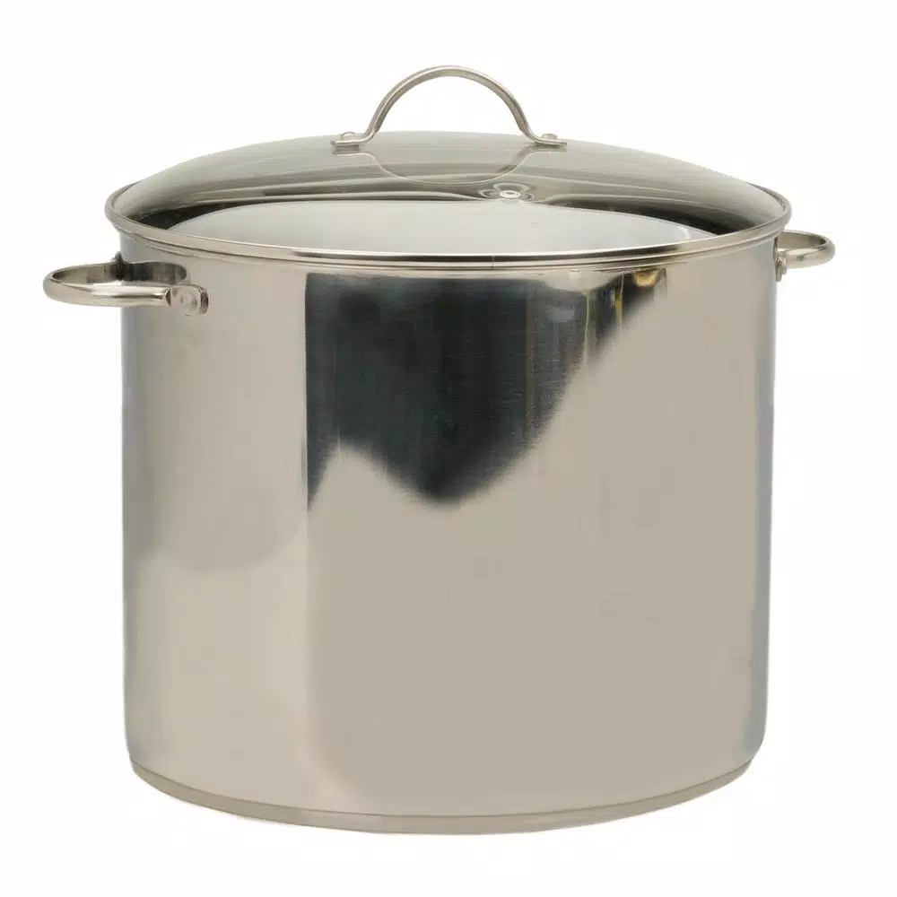 RSVP International Endurance 20 qt. Stainless Steel Water Bath Canner with Glass Lid and Rack