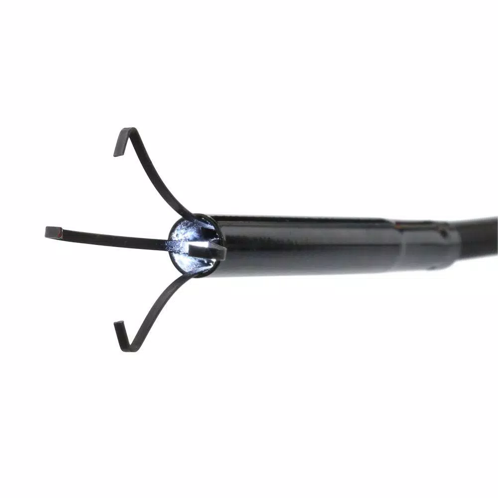 Husky 24 in. Lighted Mechanical Pickup Tool with LED and 4-Prong Steel Jaws