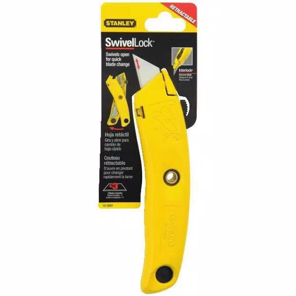 Stanley 7 in. Aluminum Swivel-Lock Retractable Utility Knife with Internal Blade Storage