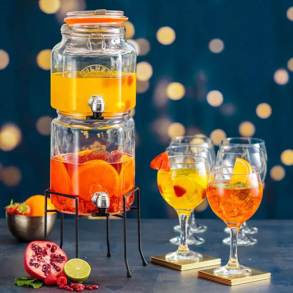 Kilner Stackable Glass Beverage Dispenser Set with Taps and Stand