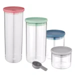 BergHOFF Leo Glass Covered Container Set with Scoop and Pasta Dispenser, 4-Piece Stackable Set thumbnail 4
