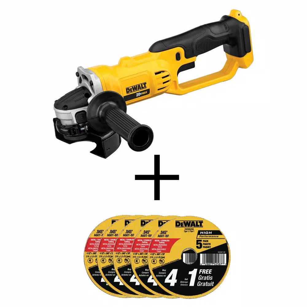 DEWALT 20V MAX Cordless 4-1/2 in. Angle Grinder, Tool Only with 25 Metal & Stainless Cutting Wheels