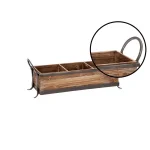 LITTON LANE Rustic Elegance 23" Wood and Iron 3-Compartment Rectangular Farmhouse Tray thumbnail 5