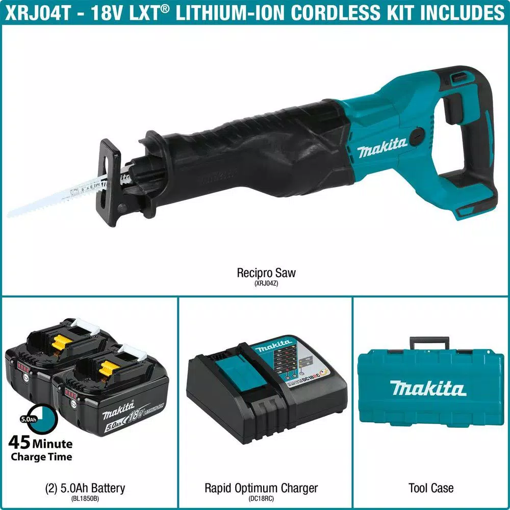 Makita 18V LXT Lithium-Ion Cordless Reciprocating Saw Kit with 5.0Ah Batteries and Charger