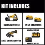 DEWALT 20V MAX XR Cordless Brushless Deep Cut Band Saw & 4-1/2 in. Grinder Kit with (2) 5.0Ah Batteries thumbnail 2