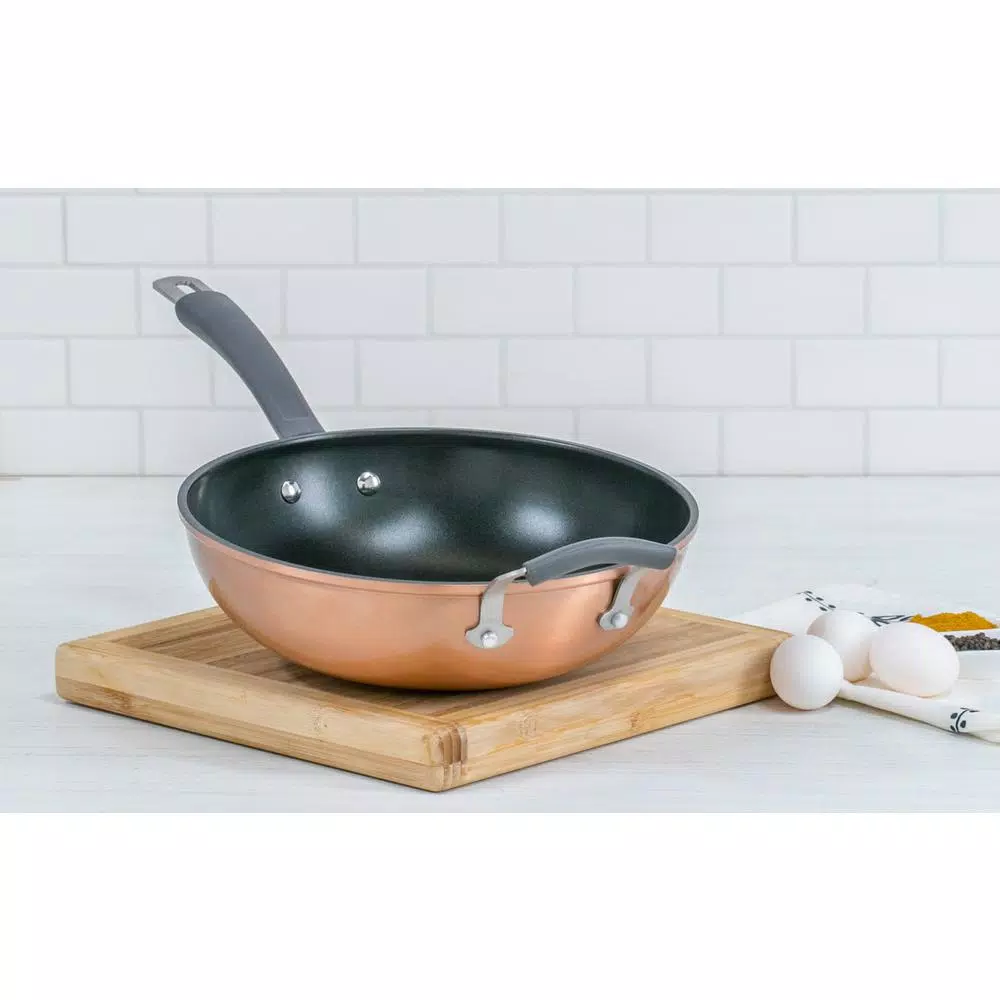 Epicurious 11 in. Hard-Anodized Aluminum Nonstick Stir Fry Pan, Copper