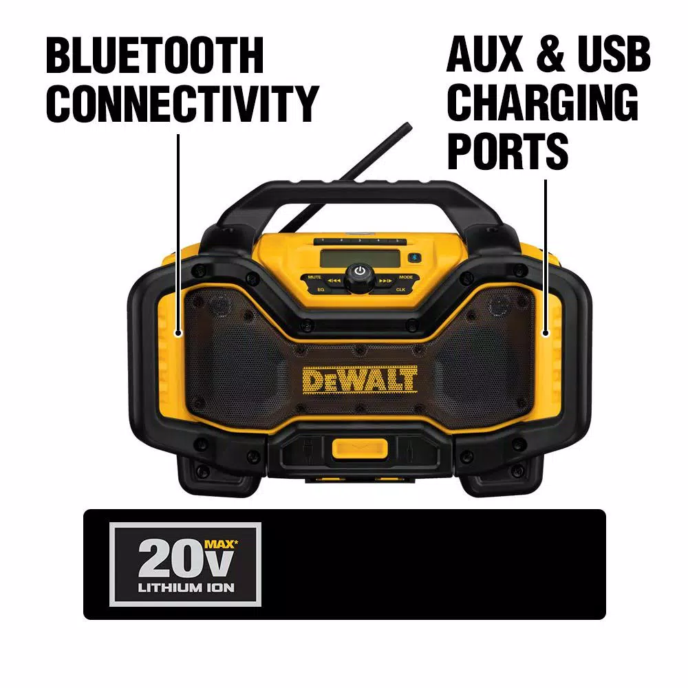 DEWALT 20V MAX Bluetooth Jobsite Radio with Built-in 3A Battery Charger
