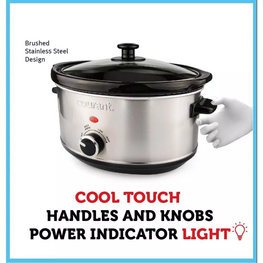 Courant 3.5 Qt. Stainless Steel Slow Cooker with Temperature Settings