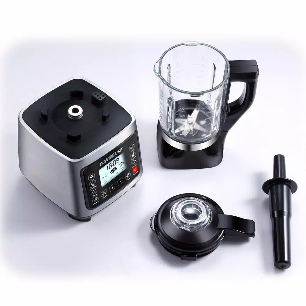 GoWISE USA Professional Heating Blender, 1400W High-Speed 8-Speed Glass Pitcher Blender with 59 oz. Capacity