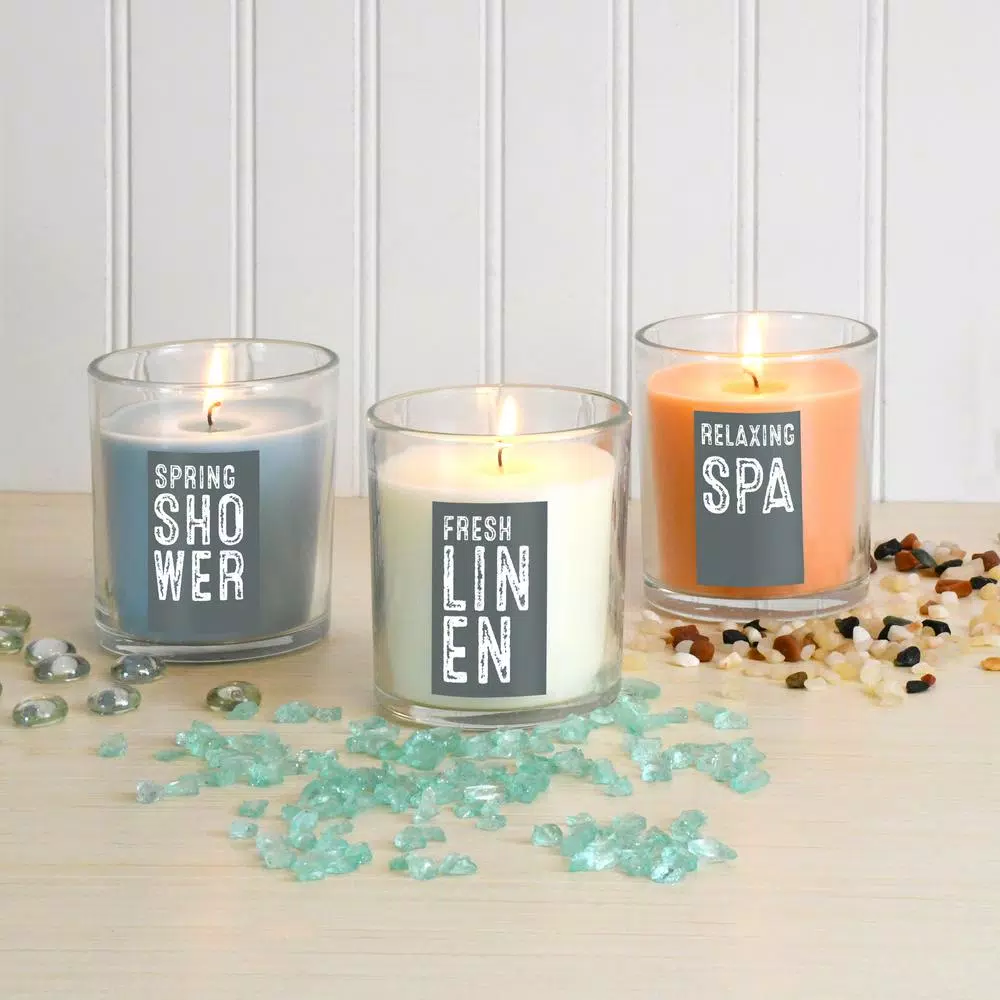 LUMABASE Fresh Collection Scented Candles Set of 3 - 10 oz. Glass Jars