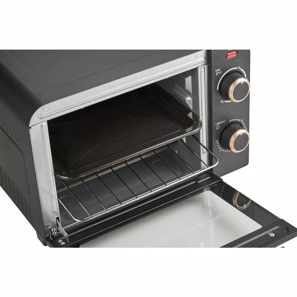 Unbranded Elite Collection Americana Retro 12.7 L 4-Slice Toaster Oven, Black