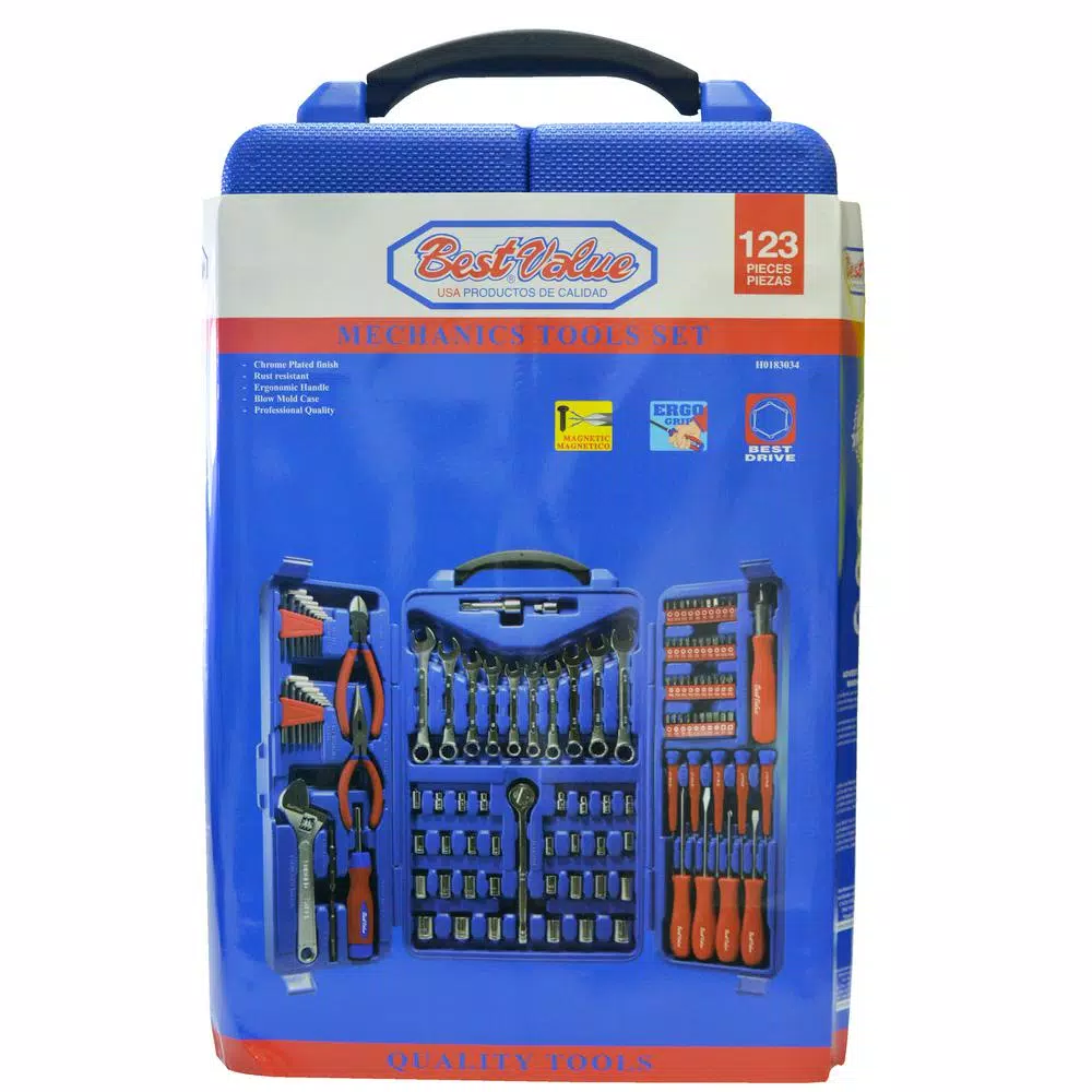Best Value 123-Piece Mechanics Tool Set with Chrome Plated Finish and Blow Mold Case