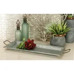 LITTON LANE Farmhouse Galvanized Metal Rectangular Serving Trays, Set of 2 thumbnail 1