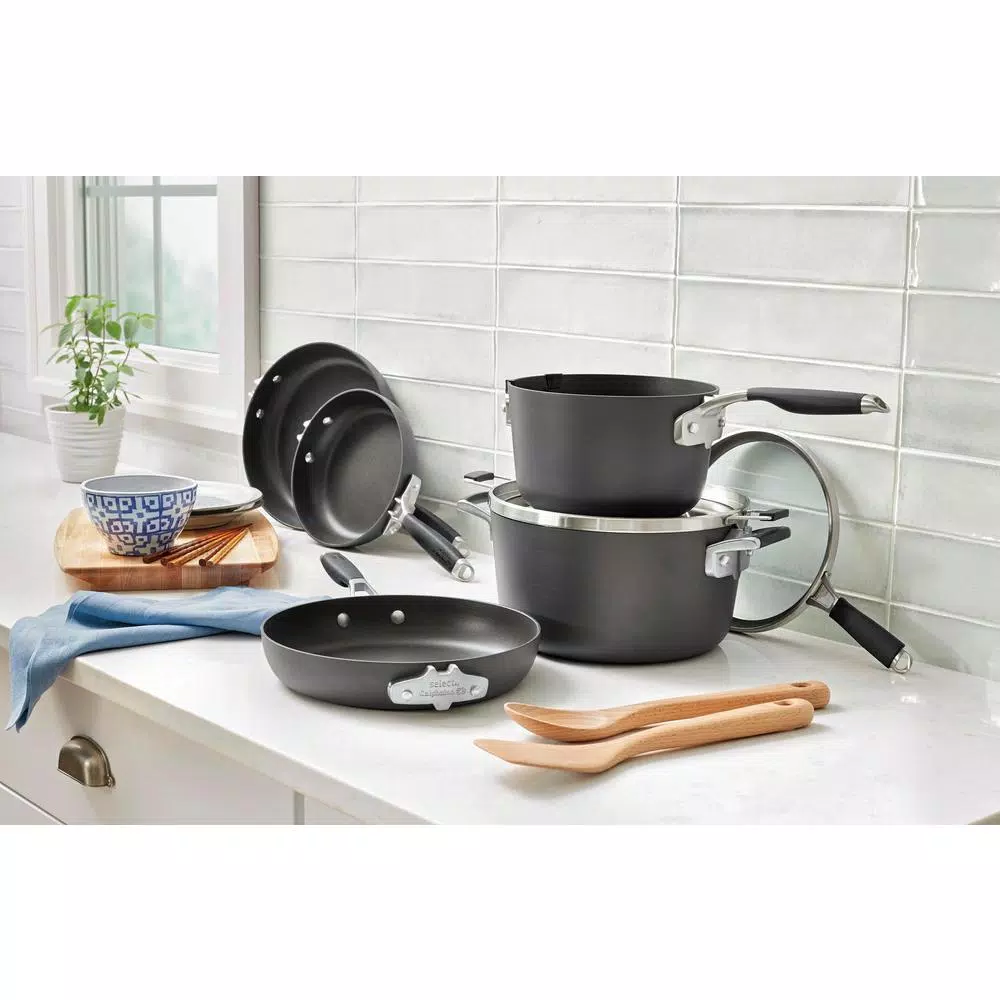 Calphalon Select by Calphalon 3-Piece Hard-Anodized Aluminum Nonstick Cookware Set, Black