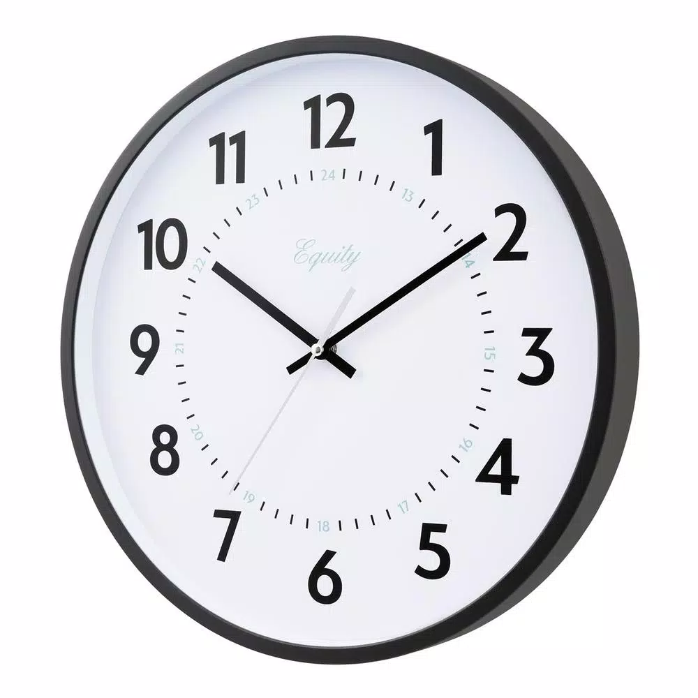 Equity by La Crosse 14 in. Commercial Black Analog Wall Clock with Quartz Movement