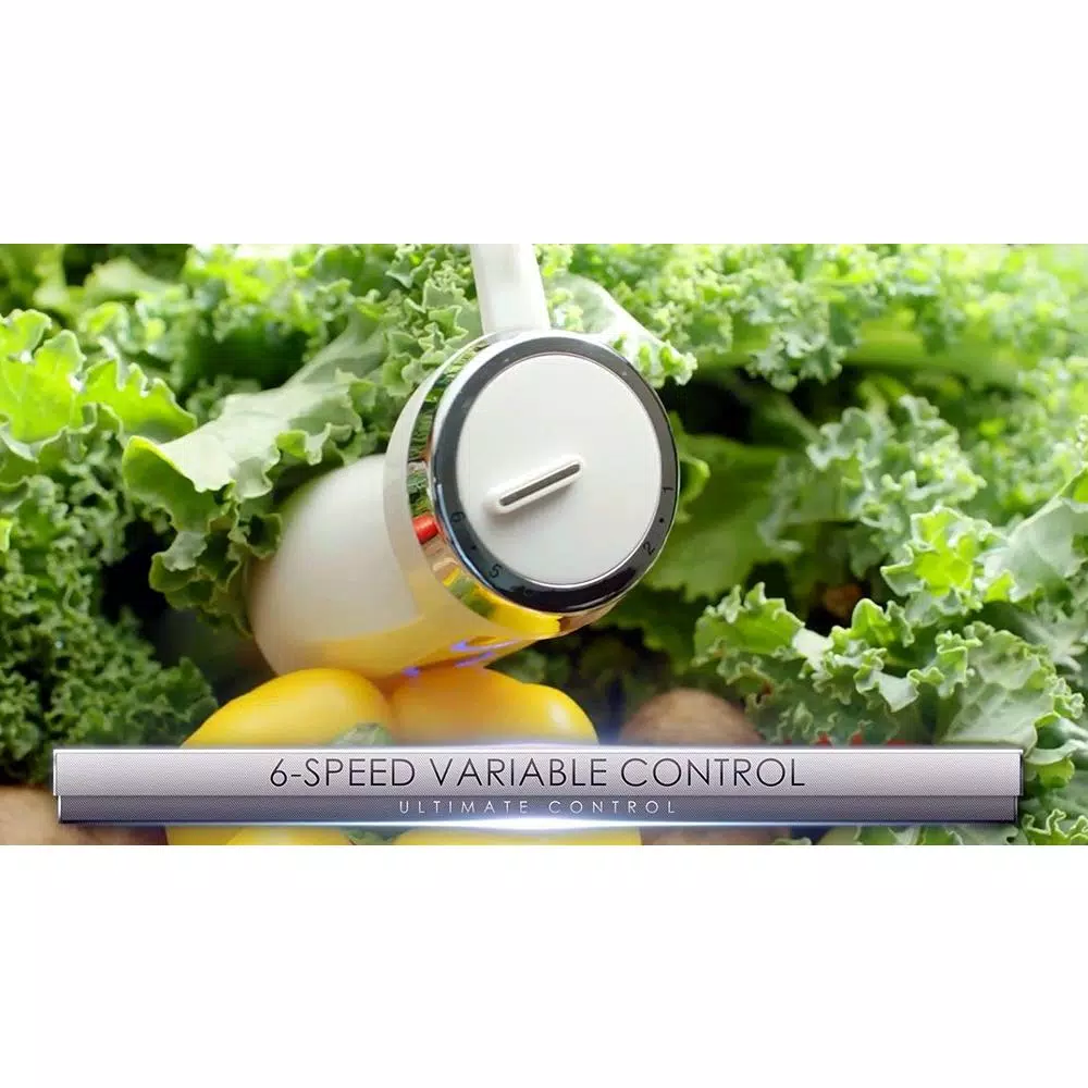 Ovente HS665 500W Immersion Blender Set with Chopper, Whisk, and 20.3 oz Beaker - 6-Speed White