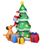 Costway 7 ft. Inflatable Christmas Tree with Santa, Puppy, and LED Lights - Outdoor Holiday Decor thumbnail 1