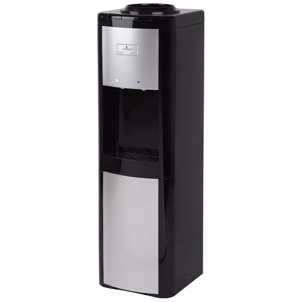 Vitapur Top Load Water Cooler Dispenser, Cold & Room Temperature, 3-5 Gal., Black/Platinum
