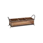 LITTON LANE Rustic Elegance 23" Wood and Iron 3-Compartment Rectangular Farmhouse Tray thumbnail 4